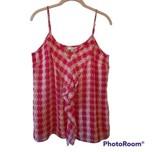 Cabi* Fushia/White Plaid*  Cami Tank Top* Sz M